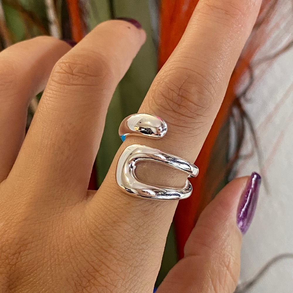 S925 Silver Chunky Open Ring,Big Silver Heart Ring for Women girls